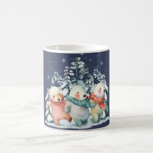 Caneca De Café Ursos Polares Em Aquarela Fofos