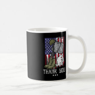 Caneca De Café US Flag Boots Gun Helmet Tag Soldier Obrigado Mem
