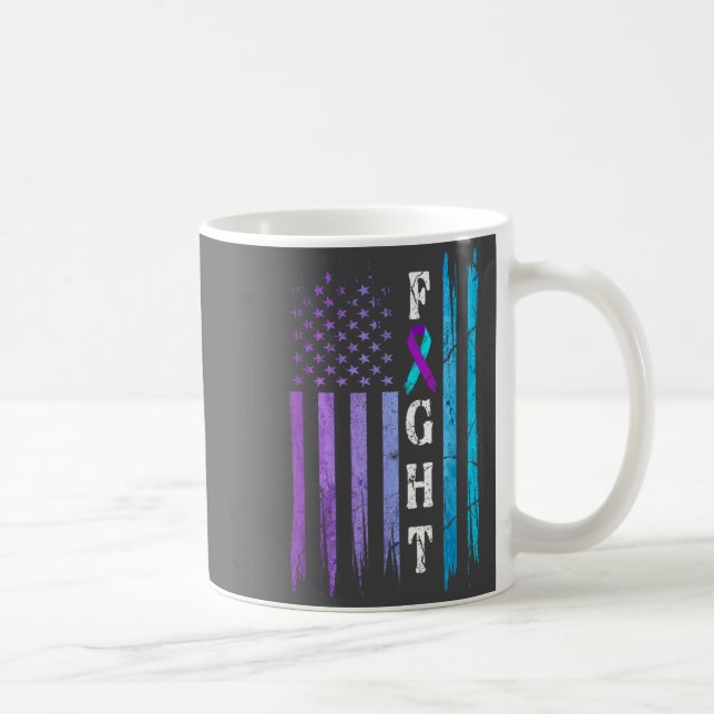 Caneca De Café Us Flag Suicide Prevention Awareness Fight Wear Pu (Direita)