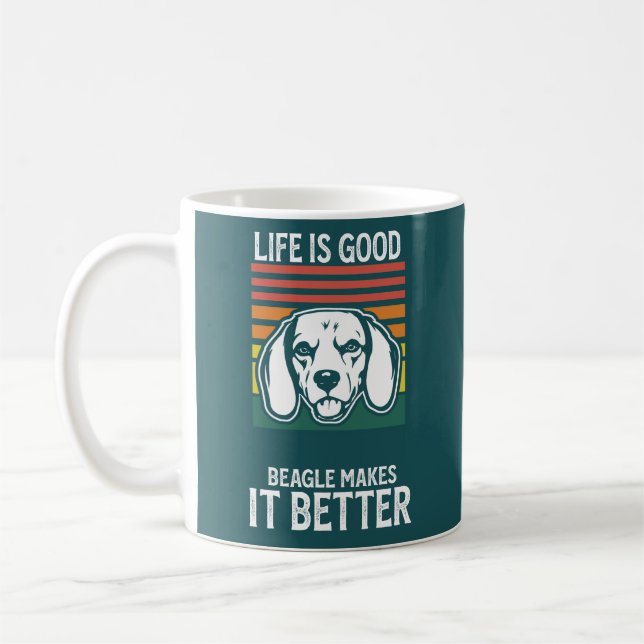 Caneca De Café US Patriot Beagle USA Flag Dog (Esquerda)