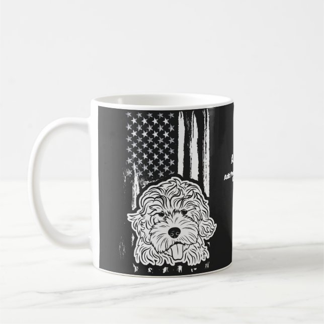 Caneca De Café US Patriot Poodle USA Flag Dog (Esquerda)