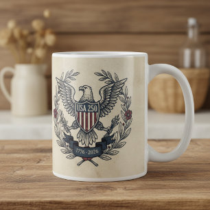 Caneca De Café USA 250 Águia Patriótica Motivo Patrimonial Crm ID