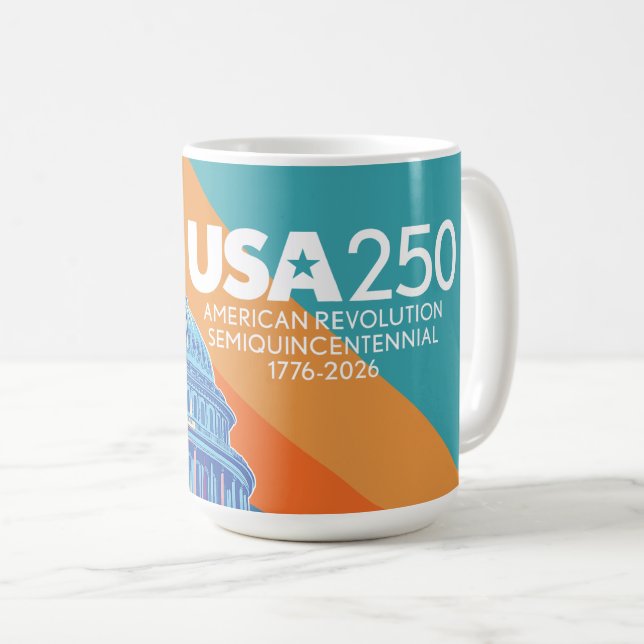 Caneca De Café USA 250 Birthday Capital - America Celebration (Frente Esquerda)