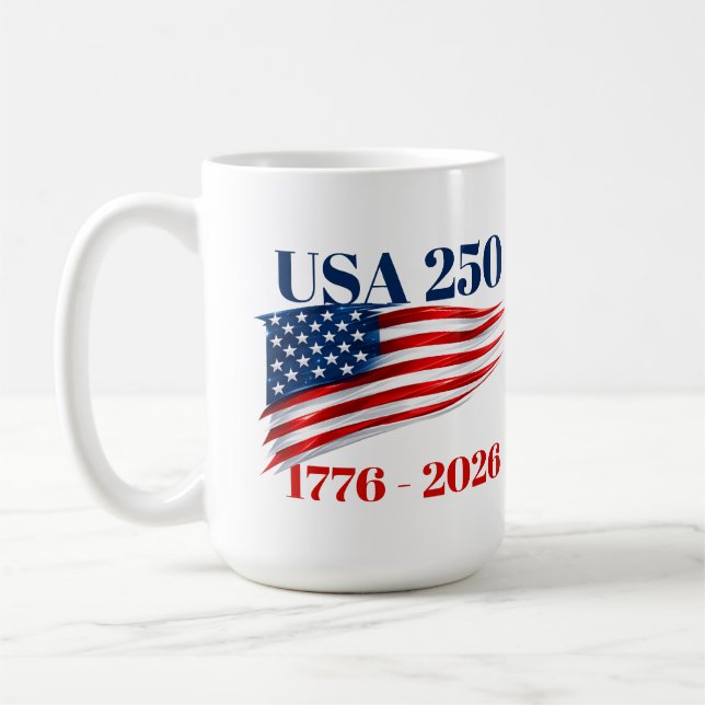 Caneca De Café USA 250 Years of Independence 1776 2026 (Esquerda)