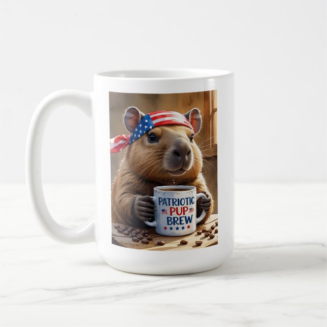 Caneca De Café USA Capybara Barista - Taça de Café "Raça Patrióti (Esquerda)