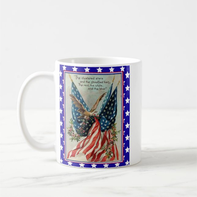Caneca De Café USA Eagle Fourth of July Patriotic Flag (Esquerda)