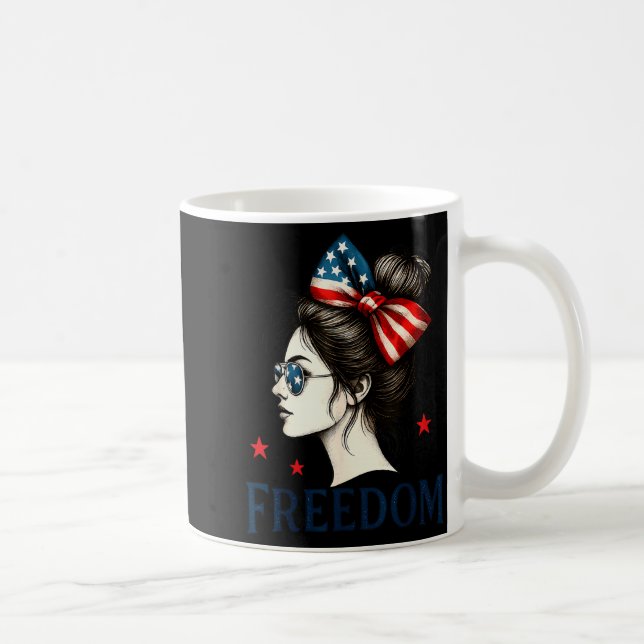 Caneca De Café Usa Flag Bow Messy Bun Girls Dom American Flag Pat (Direita)