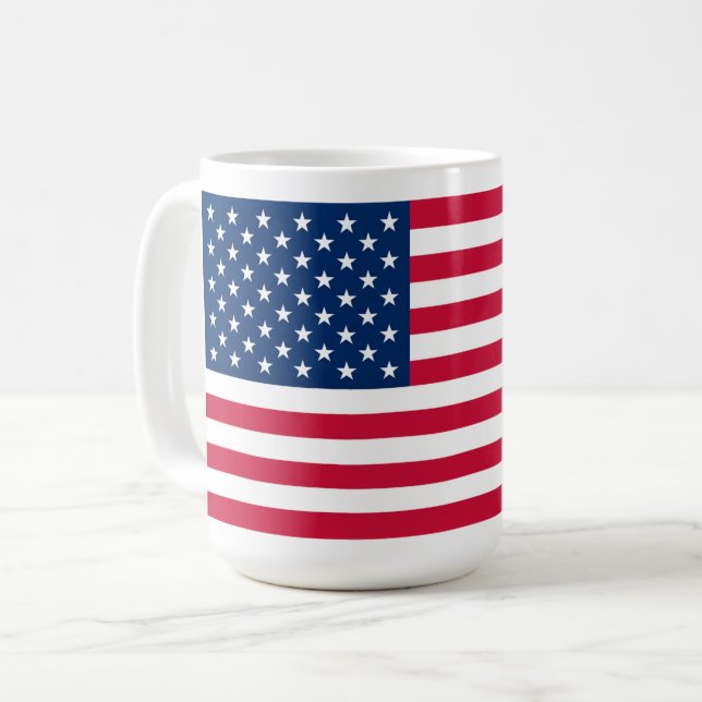 Caneca De Café USA Flag Caffee Mug American Patriotic (Frente Esquerda)