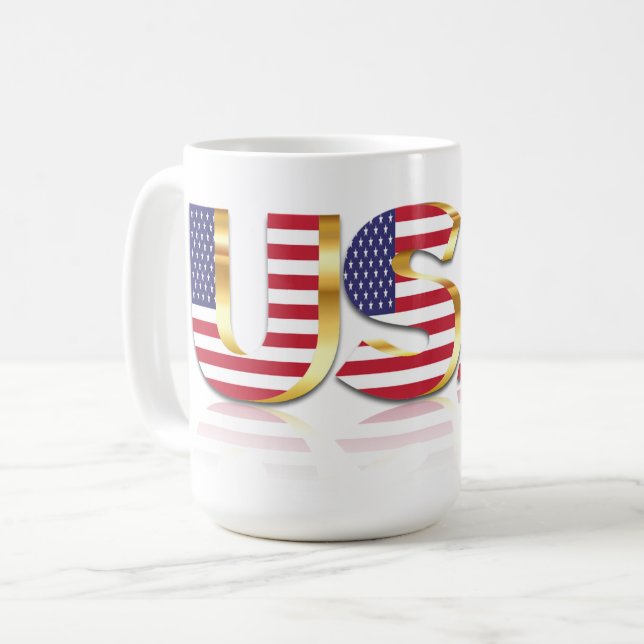 Caneca De Café USA Flag Coffee Mug (Frente Esquerda)