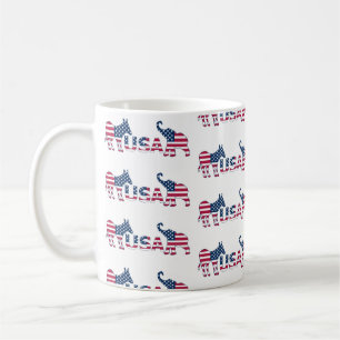 Caneca De Café USA Politics Democratic Donkey Republican Elephant