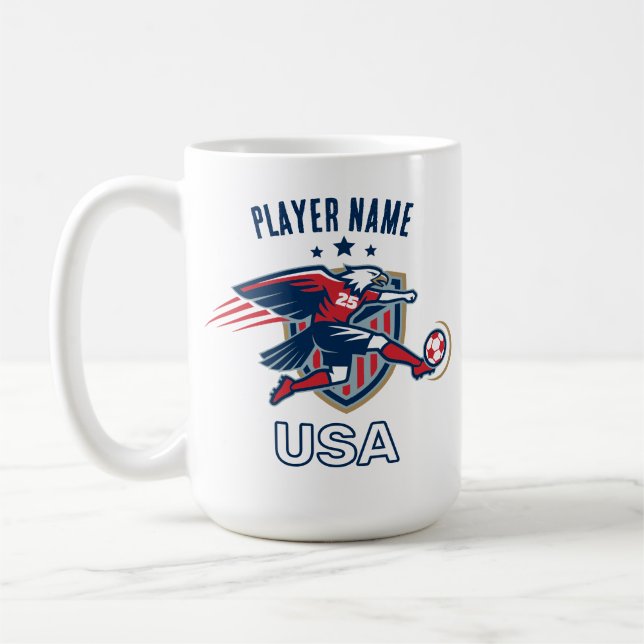 Caneca De Café USA Soccer Eagle National Team Patriotic Action (Esquerda)