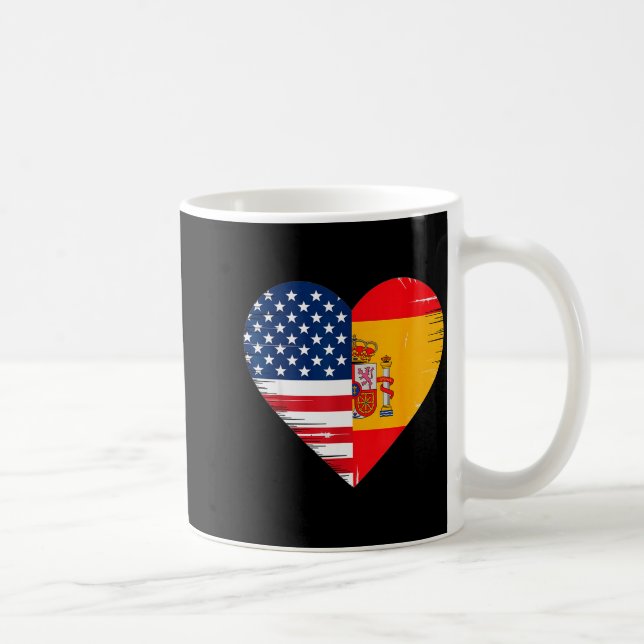 Caneca De Café Usa Spain Heart - Dual Citizenship  (Direita)