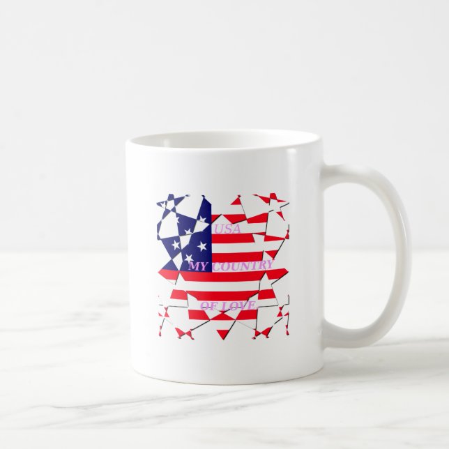 Caneca De Café USA Star Spangled Love My Country of Love (Direita)