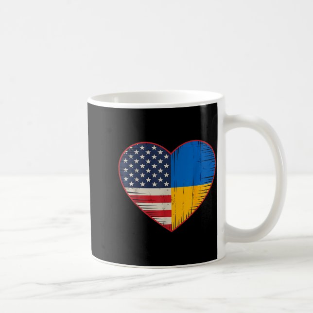 Caneca De Café Usa Ukraine Heart - Dual Citizenship  (Direita)