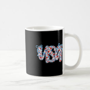 Caneca De Café Usa Wildflower Coquette Laço Patriótico Americano