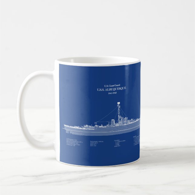 Caneca De Café USCG USS Albuquerque PF- 7 - ABD (Esquerda)