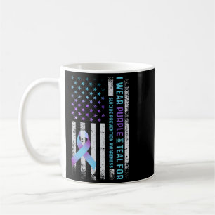 Caneca De Café Use Bandeira Roxa e Azul Claro Prevenção ao Suicíd