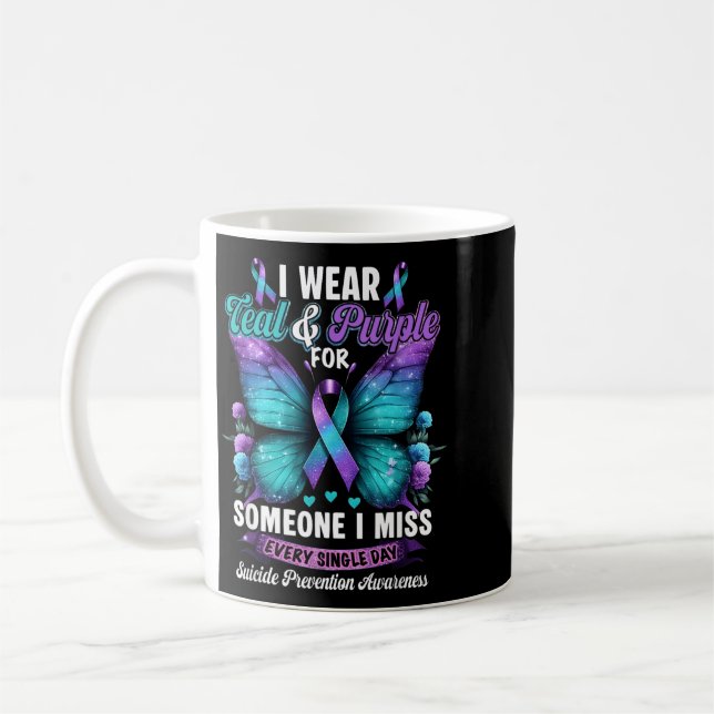 Caneca De Café Use Borboleta de Conscientização sobre Prevenção R (Esquerda)