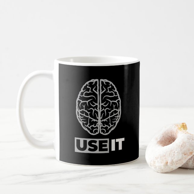 Caneca De Café Use-o - Design do cérebro (Com Donut)