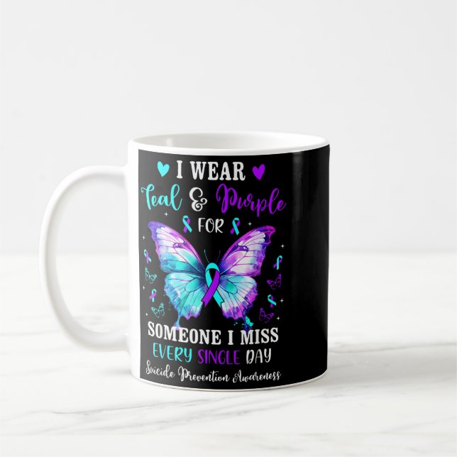 Caneca De Café Use Verde Roxo Para Prevenção e Conscientização de (Esquerda)