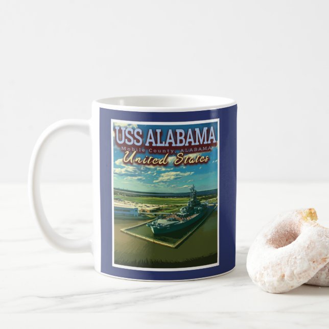 CANECA DE CAFÉ USO ALABAMA BATTLESHIP - MOBILE ALABAMA EUA (Com Donut)