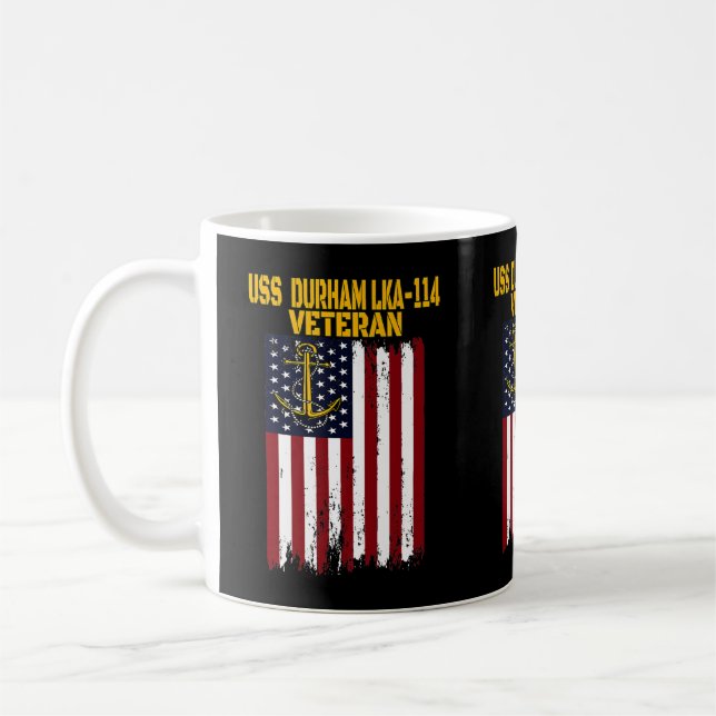 Caneca De Café USS Durham LKA-114 Veteranos Anfíbios (Esquerda)