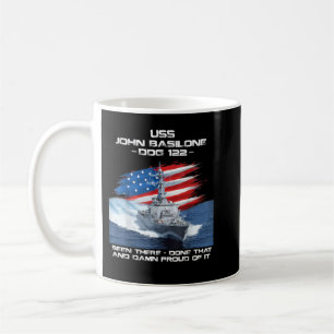 Caneca De Café USS John Basilone DDG-122 Destroyer Ship USA Flag