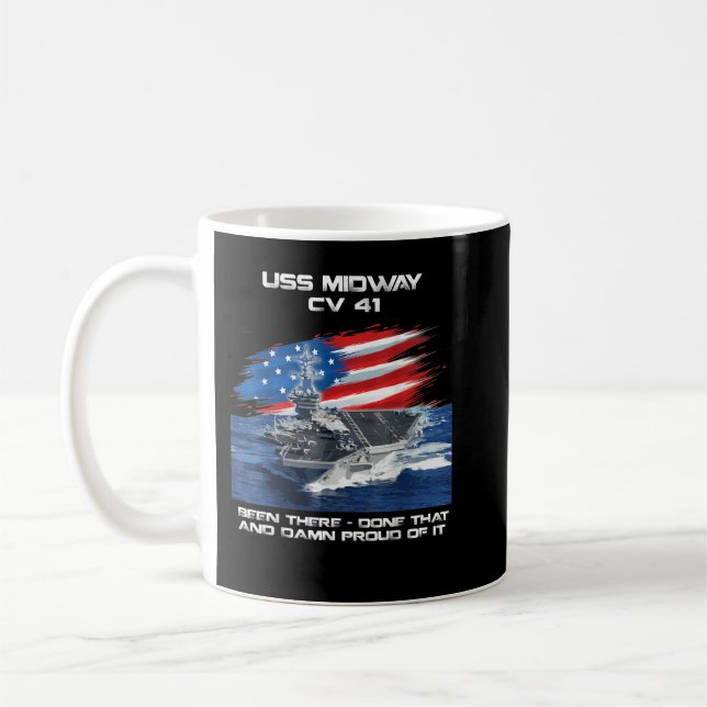 Caneca De Café USS Midway CV 41 Transportadora de Aeronaves Veter (Esquerda)