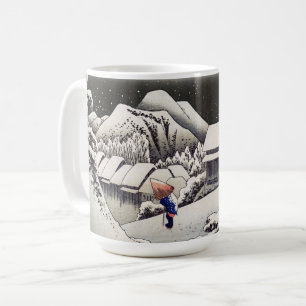 Caneca De Café Utagawa Hiroshige - Neve à noite em Kanbara