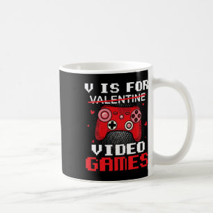 Caneca De Café V é para o Dia dos Namorados Vídeo Gamer Namorados