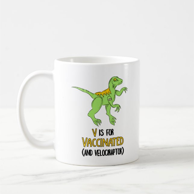 Caneca De Café V é para Vacinado e Velociraptor (Esquerda)