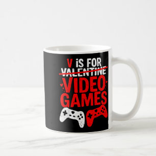 Caneca De Café V É Para Video Games Valentines Engraçados Gamer M