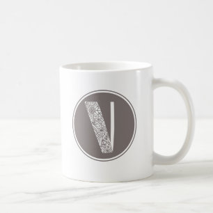 Caneca De Café V Monograma Floral Inicial