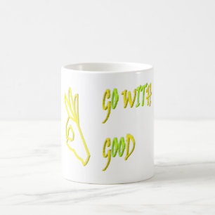 CANECA DE CAFÉ VÁ COM BOAS PALAVRAS DESIGN DE MENSAGEM DE TIPO DE