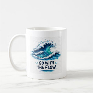 Caneca De Café Vá Com o Fluxo Design inspirador de onda oceânica