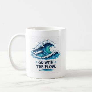 Caneca De Café Vá Com o Fluxo Design inspirador de onda oceânica