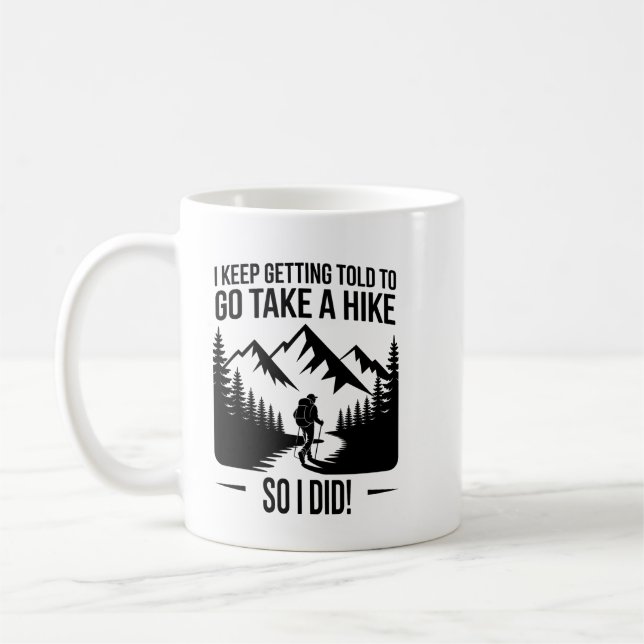 Caneca De Café Vá Dar uma Volta – Citação Divertida de Caminhada (Esquerda)