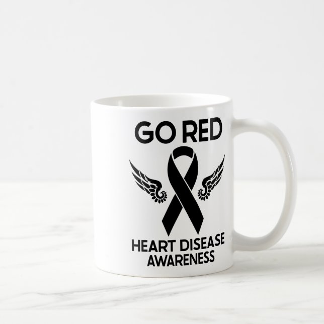 Caneca De Café Vá de Vermelho para a Conscientização da Doença Ca (Direita)
