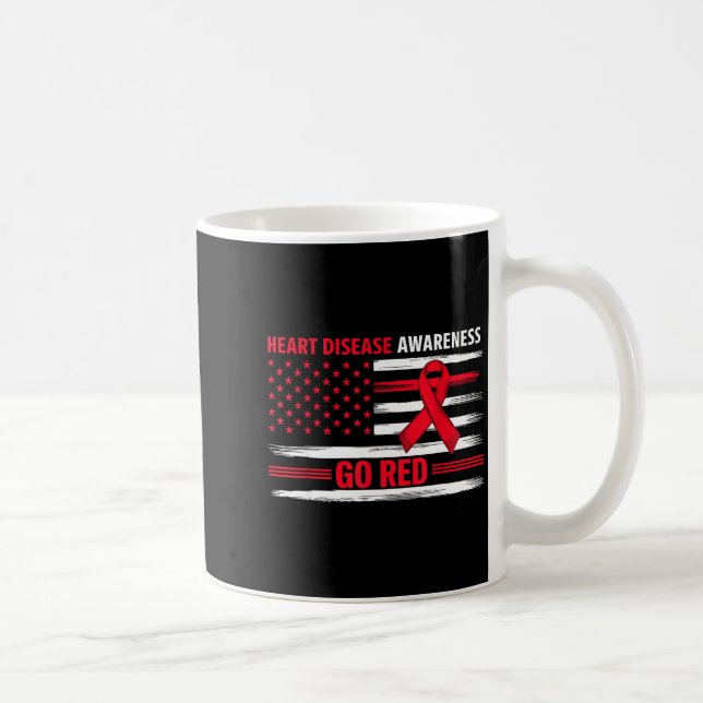 Caneca De Café Vá Doença Cardíaca Coração Vermelho Bandeira Ameri (Direita)