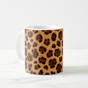 Caneca De Café Vá Selvagem Estampa de Leopardo Dourado Bege Laran