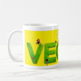 Caneca De Café Vá Vegano Amarelo e Verde Brilhante