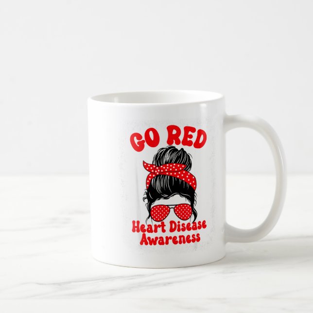 Caneca De Café Vá Vermelho Conscientização sobre Doenças do Coraç (Direita)