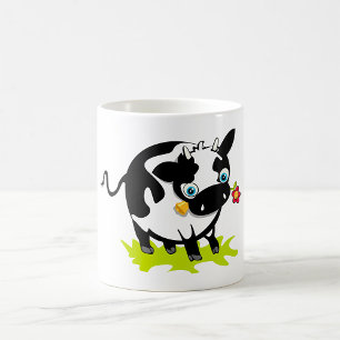 Caneca De Café Vaca Com Uma Flor