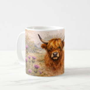 Caneca De Café Vaca das Terras Altas - Animais em Aquarela