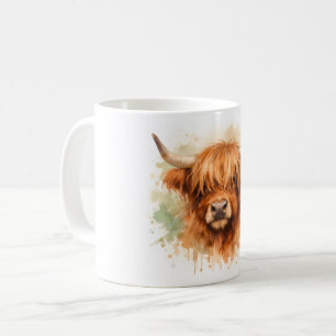 Caneca De Café Vaca das Terras Altas - Animais em Aquarela