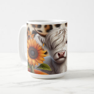 Caneca De Café Vaca das Terras Altas Cercada por Abóboras de Outo
