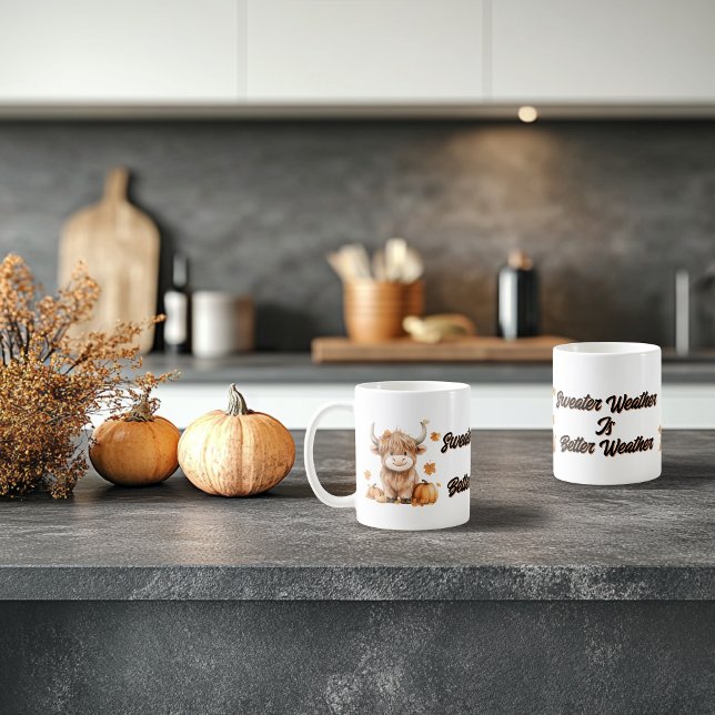 Caneca De Café Vaca das Terras Altas do outono (Criador carregado)