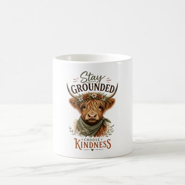 Caneca De Café Vaca das Terras Altas Inspiradora Permaneça com os (Centro)