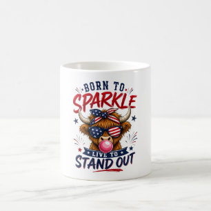 Caneca de Café Vaca das Terras Altas Patriótica Na