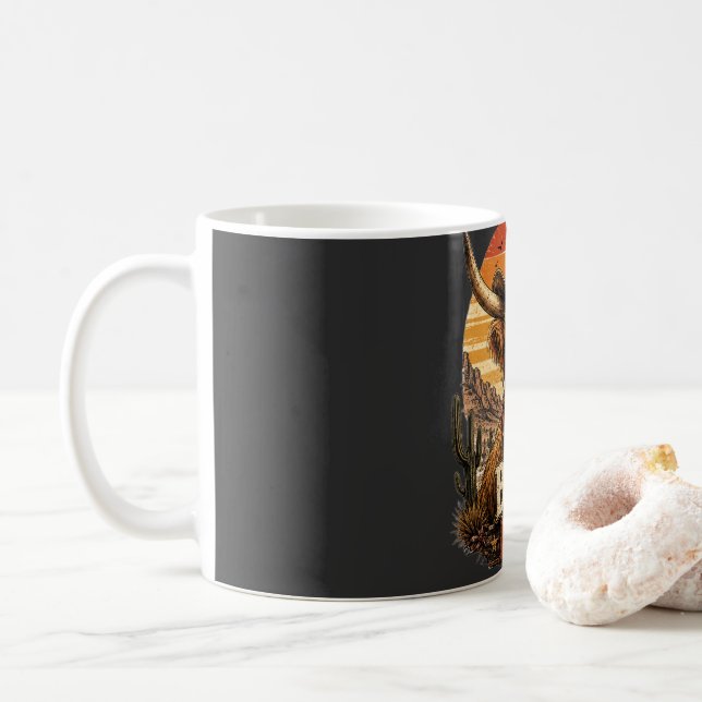 Caneca de Café Vaca das Terras Altas Rústicas | G (Com Donut)